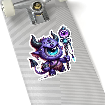 ColorFlow | Purple Cyclops Wizard Monster Vinyl Sticker | Multi Eye Art Decal | Fantasy Collectible | Unique Magical Gift