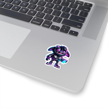 ColorFlow | Cyberpunk Bunny Monster Kiss Cut Sticker Neon Glow Character Art for Laptops Water Bottles Journals and More