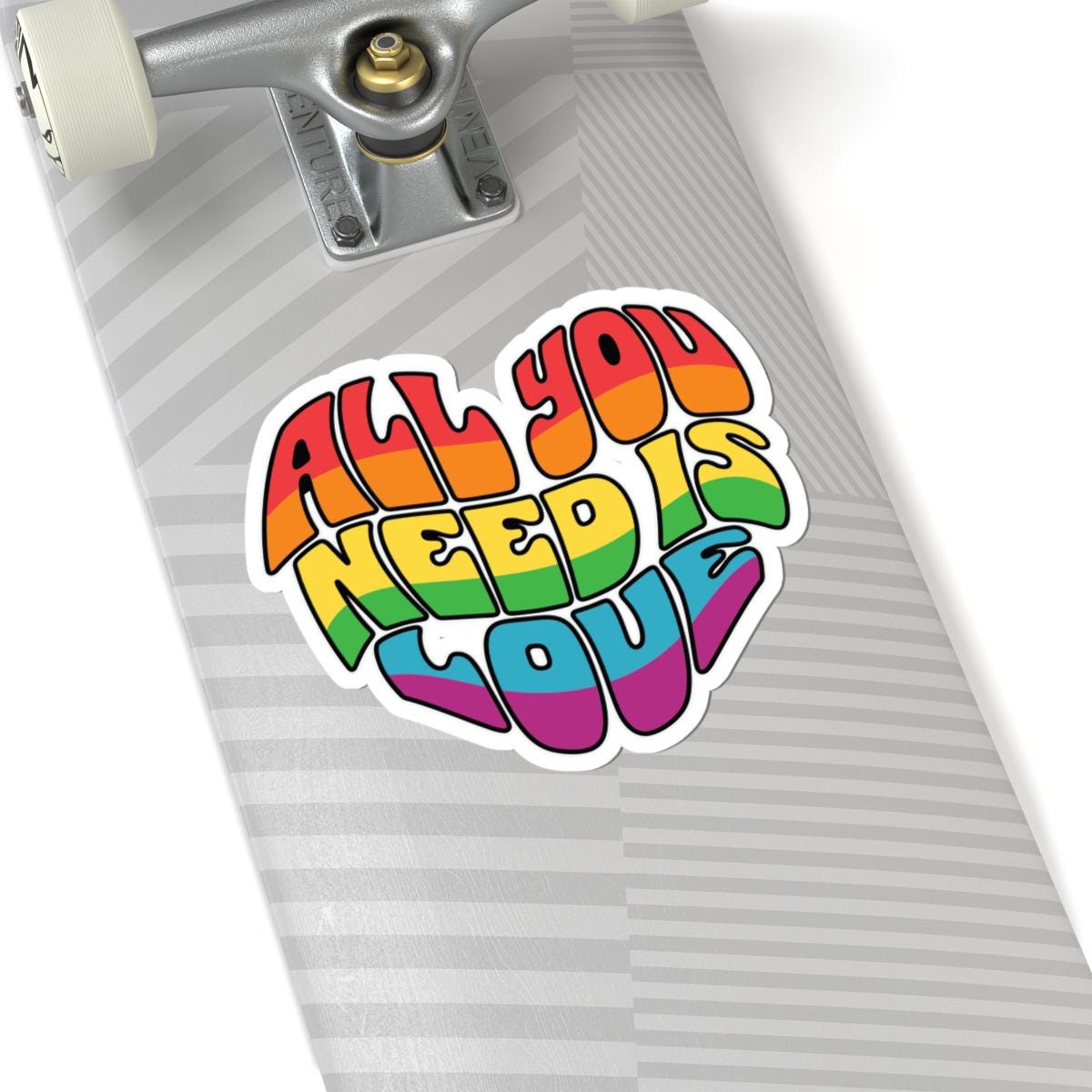 Retro Rainbow LGBTQ Vinyl Sticker | All You Need Is Love Pride Decor (Glossy)