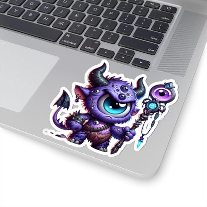ColorFlow | Purple Cyclops Wizard Monster Vinyl Sticker | Multi Eye Art Decal | Fantasy Collectible | Unique Magical Gift