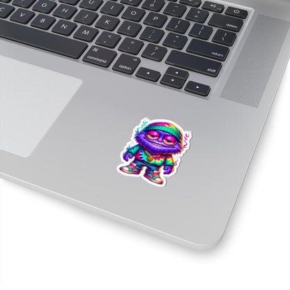 ColorFlow | Tie Dye Hoodie Furry Monster Sticker | Waterproof Vinyl Decal For Chill Vibes Retro Streetwear Art Lovers