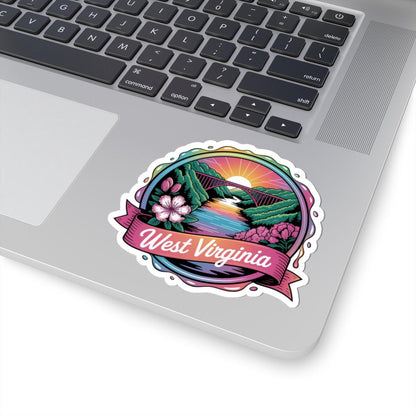 ColorFlow | West Virginia Mountain Bridge Sunset Vinyl Sticker | Appalachian Scenic Travel Art Decal