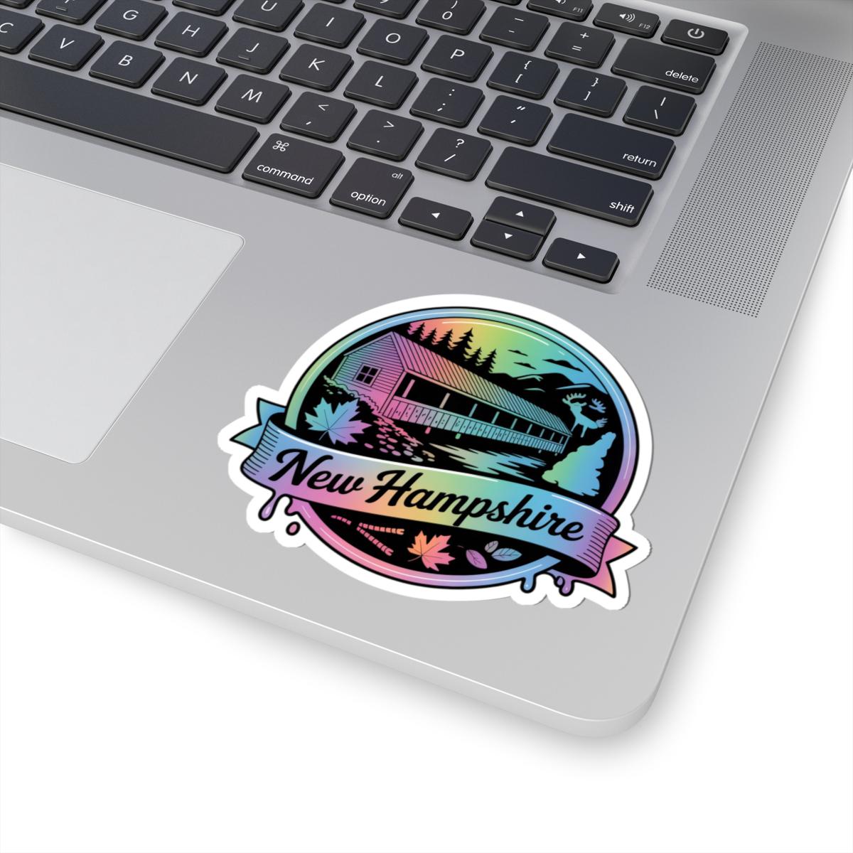 ColorFlow | New Hampshire Covered Bridge Mountain Vinyl Sticker | Autumn Scenic Travel Art Decal