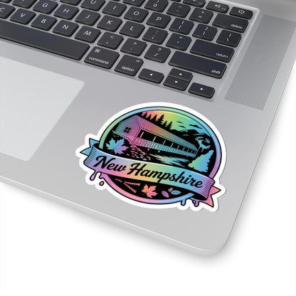 ColorFlow | New Hampshire Covered Bridge Mountain Vinyl Sticker | Autumn Scenic Travel Art Decal