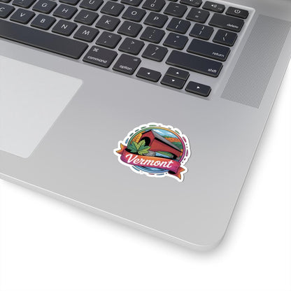 ColorFlow | Vermont Covered Bridge Autumn Foliage Vinyl Sticker | New England Scenic Travel Art Decal