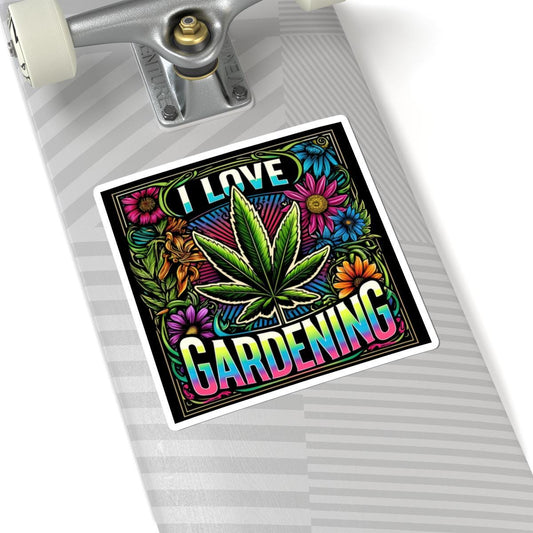 ColorFlow | I Love Gardening Cannabis Floral Vinyl Sticker for Water Bottles Laptops Cars | Funny Weed Art Waterproof Decal