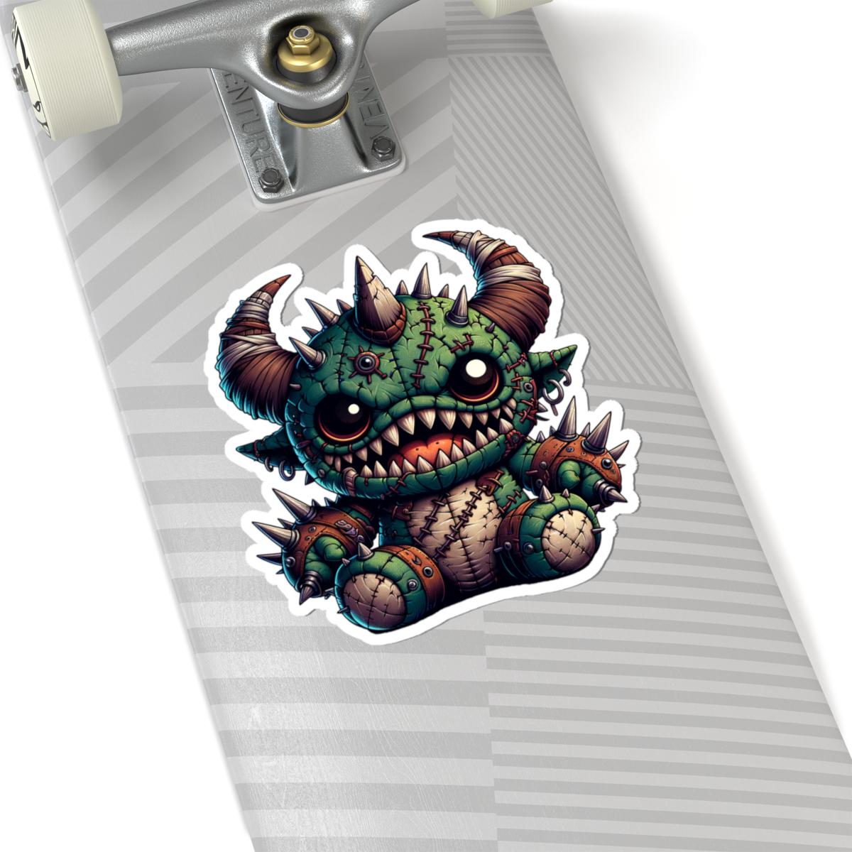 ColorFlow | Spiked Green Stitched Plushie Monster Vinyl Sticker | Cute Art Decal | Fantasy Collectible | Unique Gift