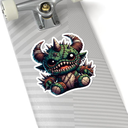 ColorFlow | Spiked Green Stitched Plushie Monster Vinyl Sticker | Cute Art Decal | Fantasy Collectible | Unique Gift