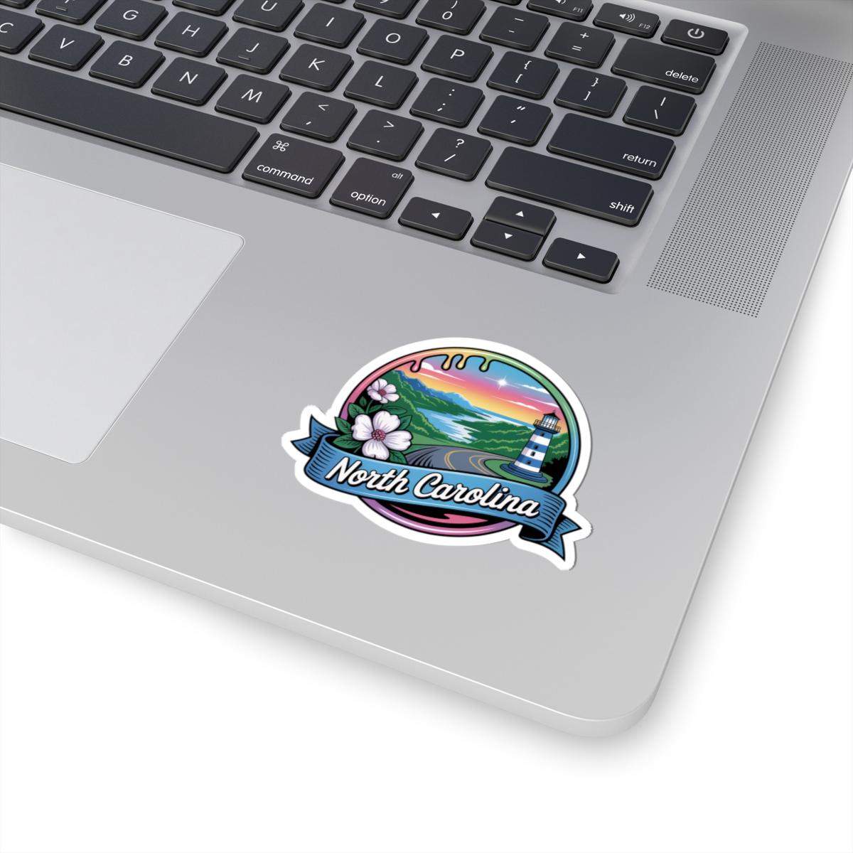 ColorFlow | North Carolina Lighthouse Coastal Road Vinyl Sticker | Blue Ridge Scenic Travel Art Decal