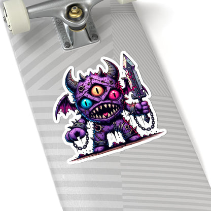 ColorFlow | Purple Three Eyed Demon Monster Vinyl Sticker | Fantasy Art Decal | Unique Collectible | Cool Gift Idea