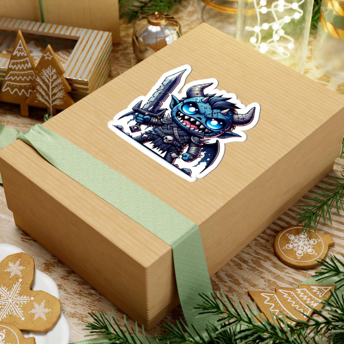 ColorFlow | Blue Armored Demon Warrior Monster Vinyl Sticker | Fantasy Art Decal | Unique Collectible | Cool Gift Idea