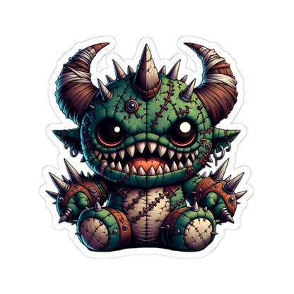 ColorFlow | Spiked Green Stitched Plushie Monster Vinyl Sticker | Cute Art Decal | Fantasy Collectible | Unique Gift
