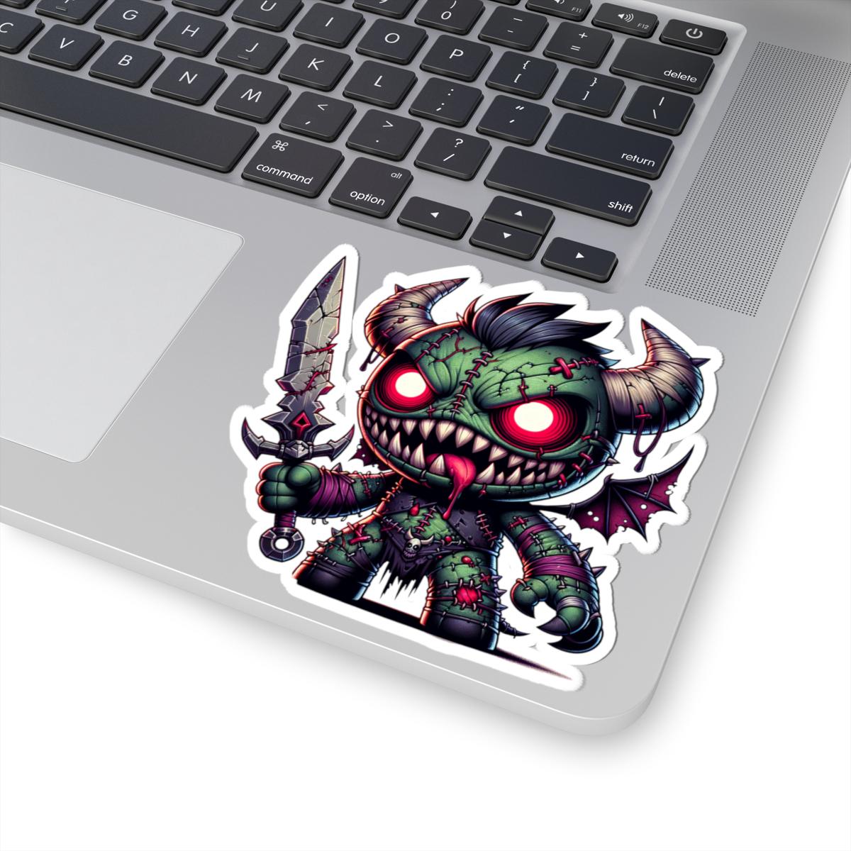 Green Stitched Demon Monster Vinyl Sticker | Sword Art Decal (Waterproof)