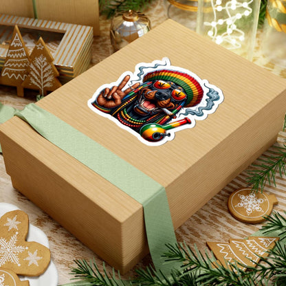ColorFlow | Rasta Rottweiler Peace Bong Glossy Vinyl Sticker | Kiss Cut or Die Cut | Waterproof Weed Dog Cannabis Reggae