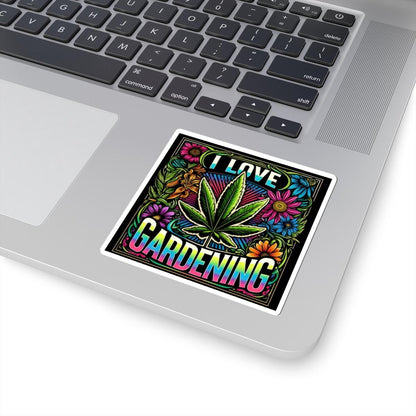 ColorFlow | I Love Gardening Cannabis Floral Vinyl Sticker for Water Bottles Laptops Cars | Funny Weed Art Waterproof Decal