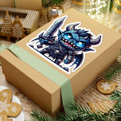 ColorFlow | Blue Armored Demon Warrior Monster Vinyl Sticker | Fantasy Art Decal | Unique Collectible | Cool Gift Idea