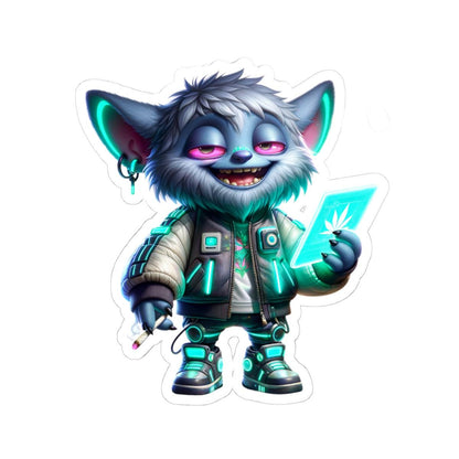 ColorFlow | Futuristic Neon Tech Monster Kiss Cut Sticker Cyber Glow Character Art for Laptops Water Bottles Journals and More