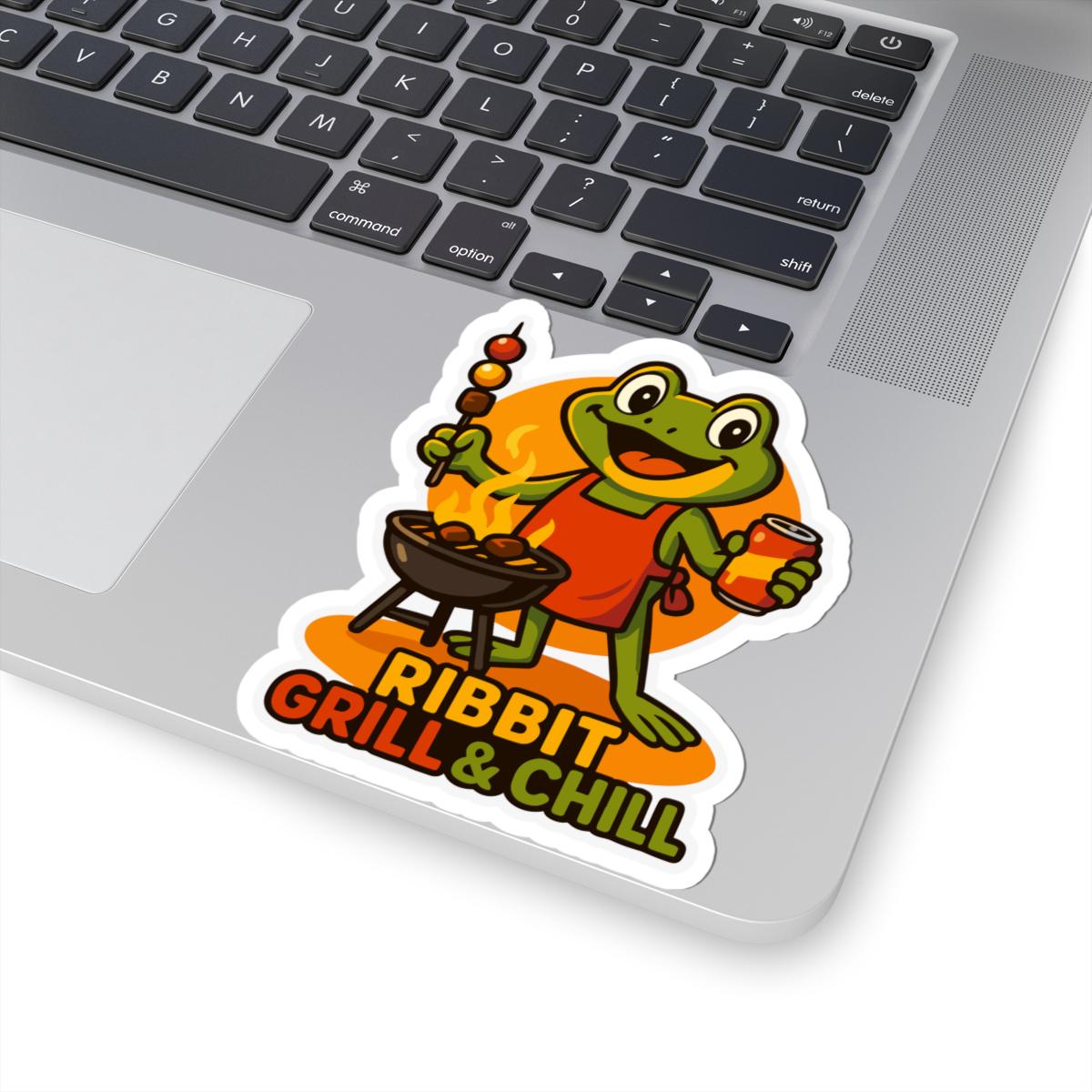 ColorFlow | Ribbit Grill And Chill Frog BBQ Sticker | Waterproof Vinyl Decal For Grilling Lovers And Summer Party Fun