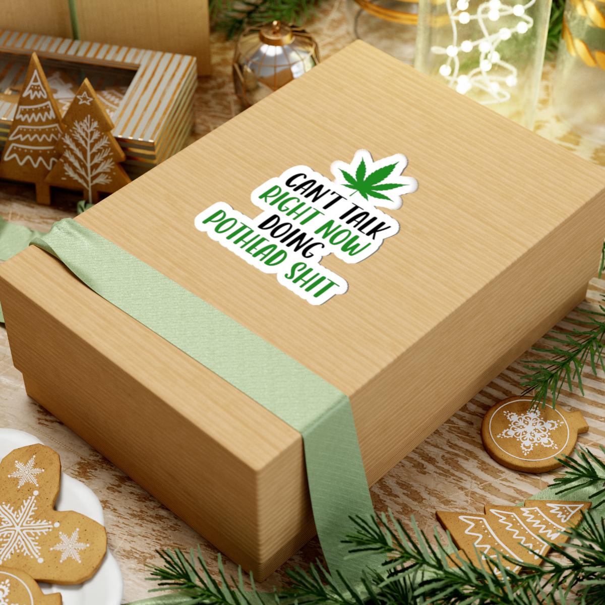 ColorFlow | Right Now Pothead Shit Waterproof Weed Sticker Funny 420 Stoner Vinyl Decal with Marijuana Leaf for Laptop Flask