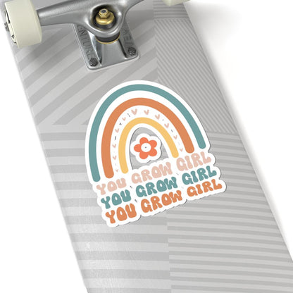 You Grow Girl Rainbow Sticker, Motivational Laptop Decal, Affirmation Decor