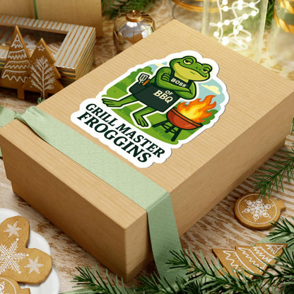 ColorFlow | Grill Master Froggins Funny Frog BBQ Sticker | Waterproof Grill Boss Vinyl Decal for Outdoor Party Lovers