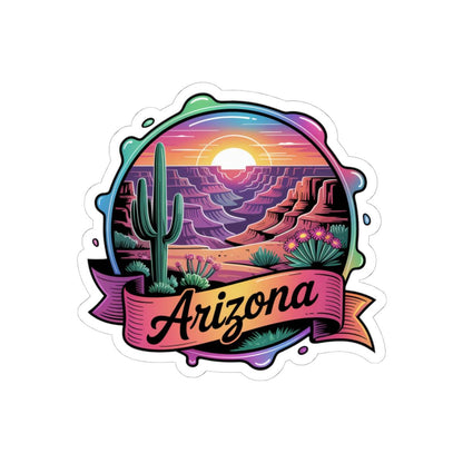 Arizona Desert Sunset Retro Travel Sticker | Southwestern Cactus Canyon Decal