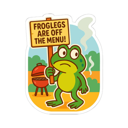 ColorFlow | Froglegs Off The Menu BBQ Frog Sticker | Funny Protest Vinyl Decal | Waterproof Grill Party Frog Sticker