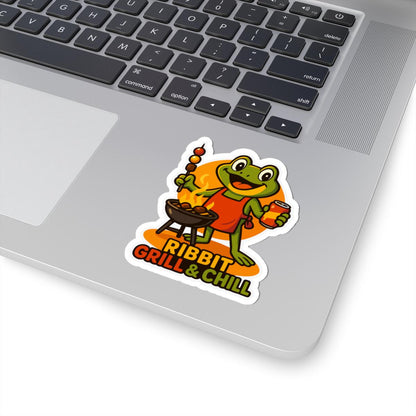 ColorFlow | Ribbit Grill And Chill Frog BBQ Sticker | Waterproof Vinyl Decal For Grilling Lovers And Summer Party Fun