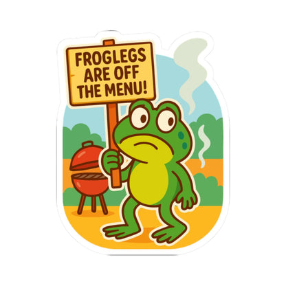 ColorFlow | Froglegs Off The Menu BBQ Frog Sticker | Funny Protest Vinyl Decal | Waterproof Grill Party Frog Sticker