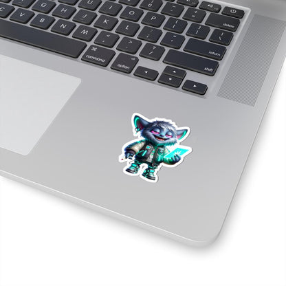 ColorFlow | Futuristic Neon Tech Monster Kiss Cut Sticker Cyber Glow Character Art for Laptops Water Bottles Journals and More