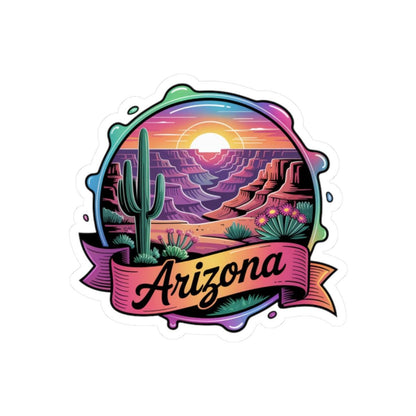 Arizona Desert Sunset Retro Travel Sticker | Southwestern Cactus Canyon Decal