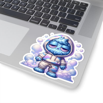 Blue Cloud Monster Hoodie Sticker | Pastel Character Art, Laptop Decal