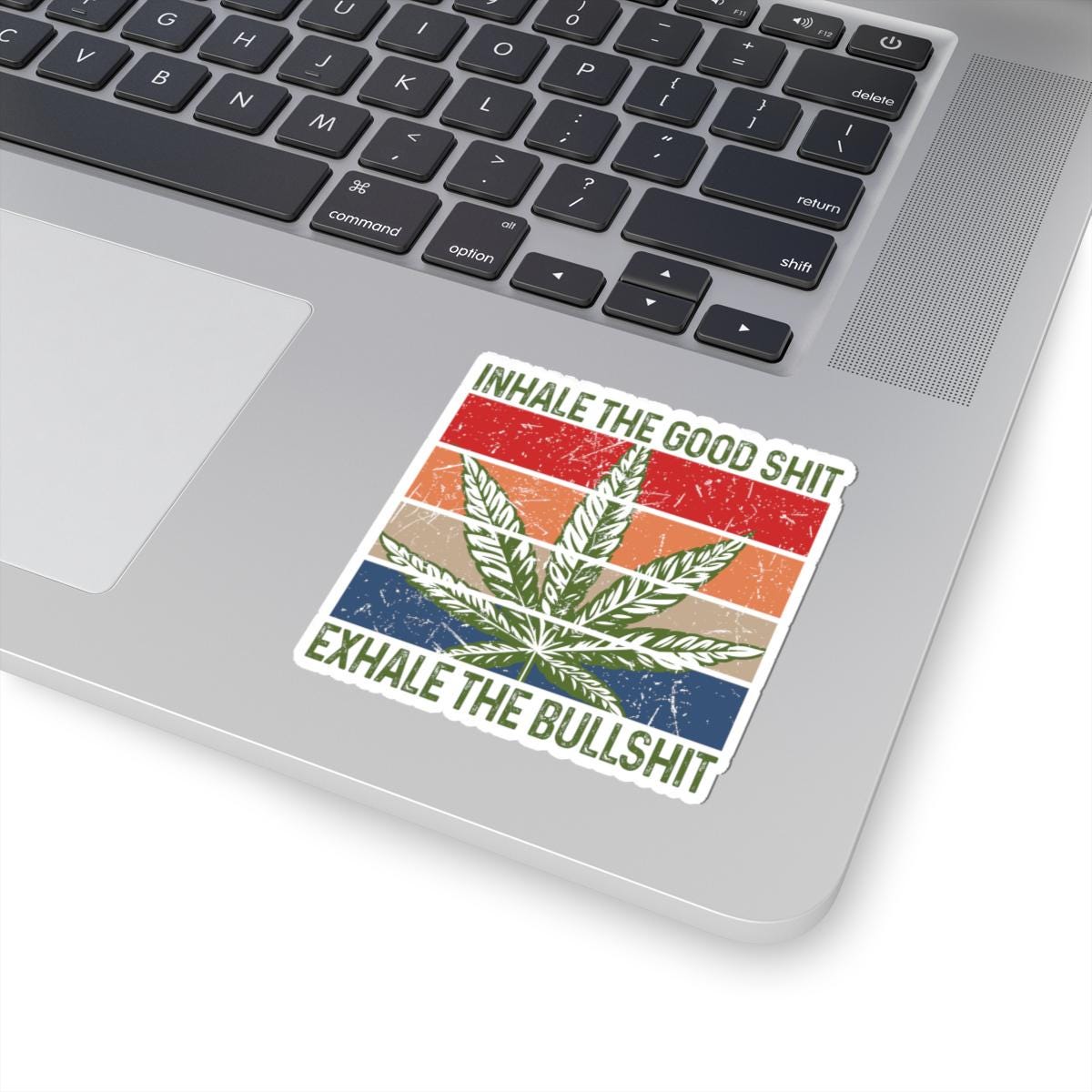 ColorFlow | Inhale the Good Shit Exhale the Bullshit Sticker Waterproof Vinyl Weed Quote Cannabis Leaf Retro Stoner Laptop Car Decal