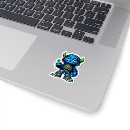 ColorFlow | Lollipop Hoodie Horned Blue Monster Kiss Cut Sticker Streetwear Character Art for Laptops Water Bottles and More