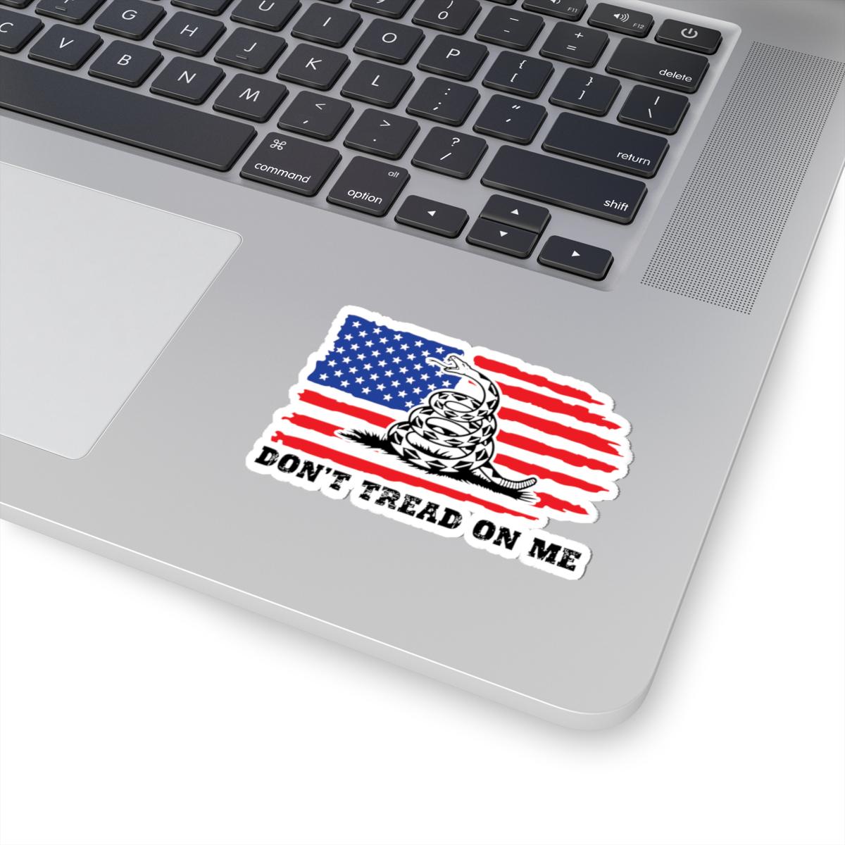 ColorFlow | Dont Tread On Me Distressed American Flag Vinyl Sticker | Bold Freedom Symbol Liberty Artwork