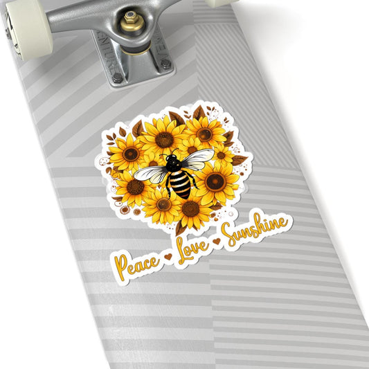 ColorFlow | Peace Love Sunshine Bee Sunflower Retro Floral Art Vinyl Sticker