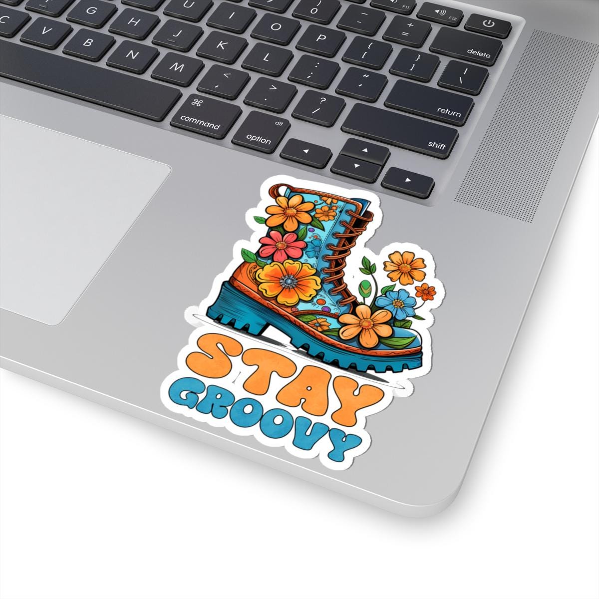 ColorFlow | Stay Groovy Floral Boot Retro Hippie Positivity Art Vinyl Sticker