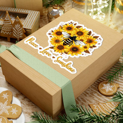 ColorFlow | Peace Love Sunshine Bee Sunflower Retro Floral Art Vinyl Sticker