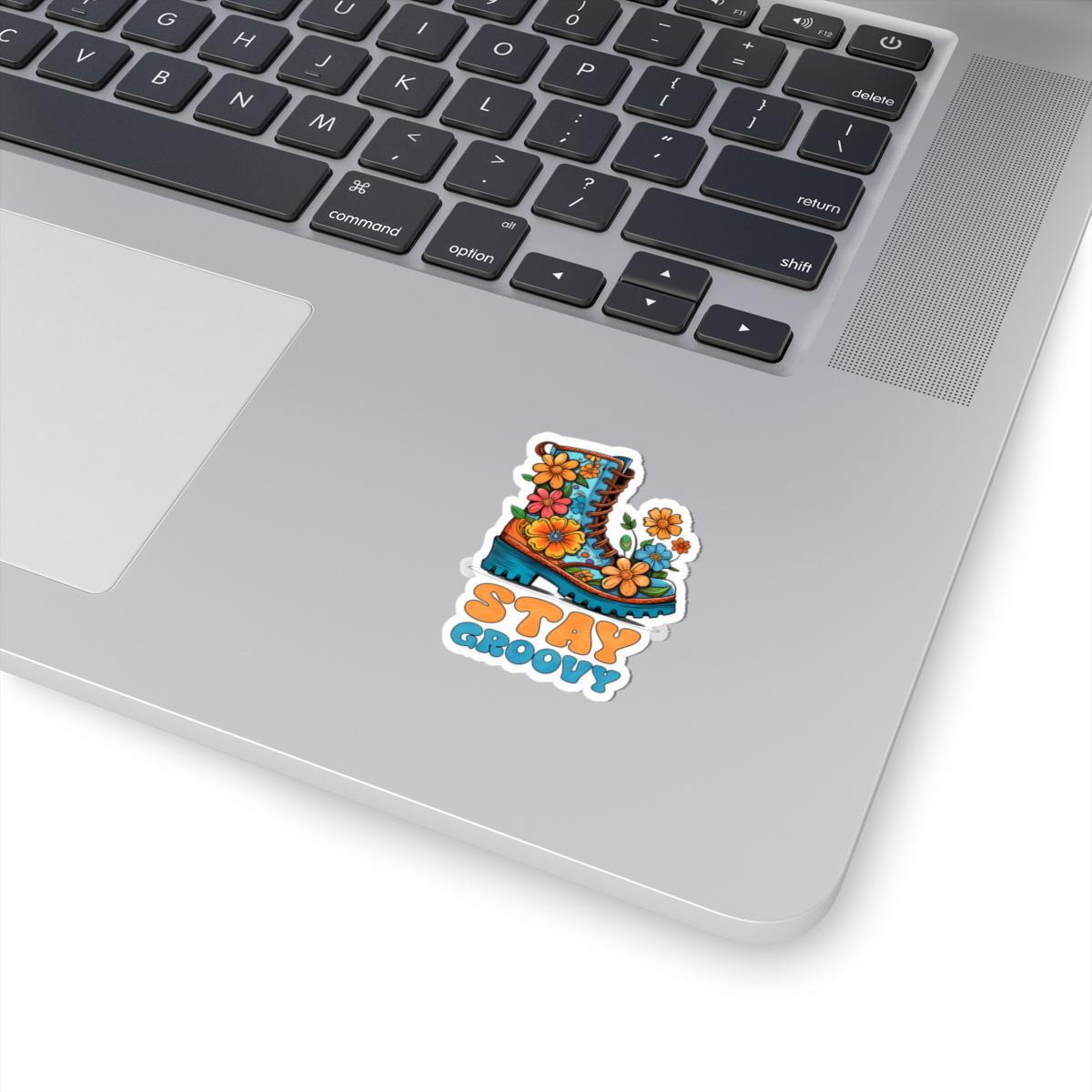 ColorFlow | Stay Groovy Floral Boot Retro Hippie Positivity Art Vinyl Sticker