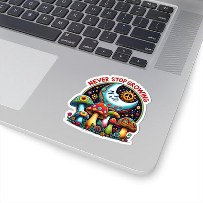 ColorFlow | Never Stop Growing Psychedelic Mushroom Garden Retro Art Vinyl Sticker