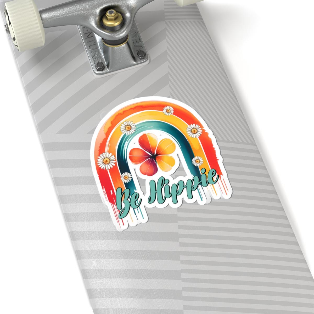 ColorFlow | Be Hippie Retro Rainbow Daisy Flower Power Groovy Art Vinyl Sticker