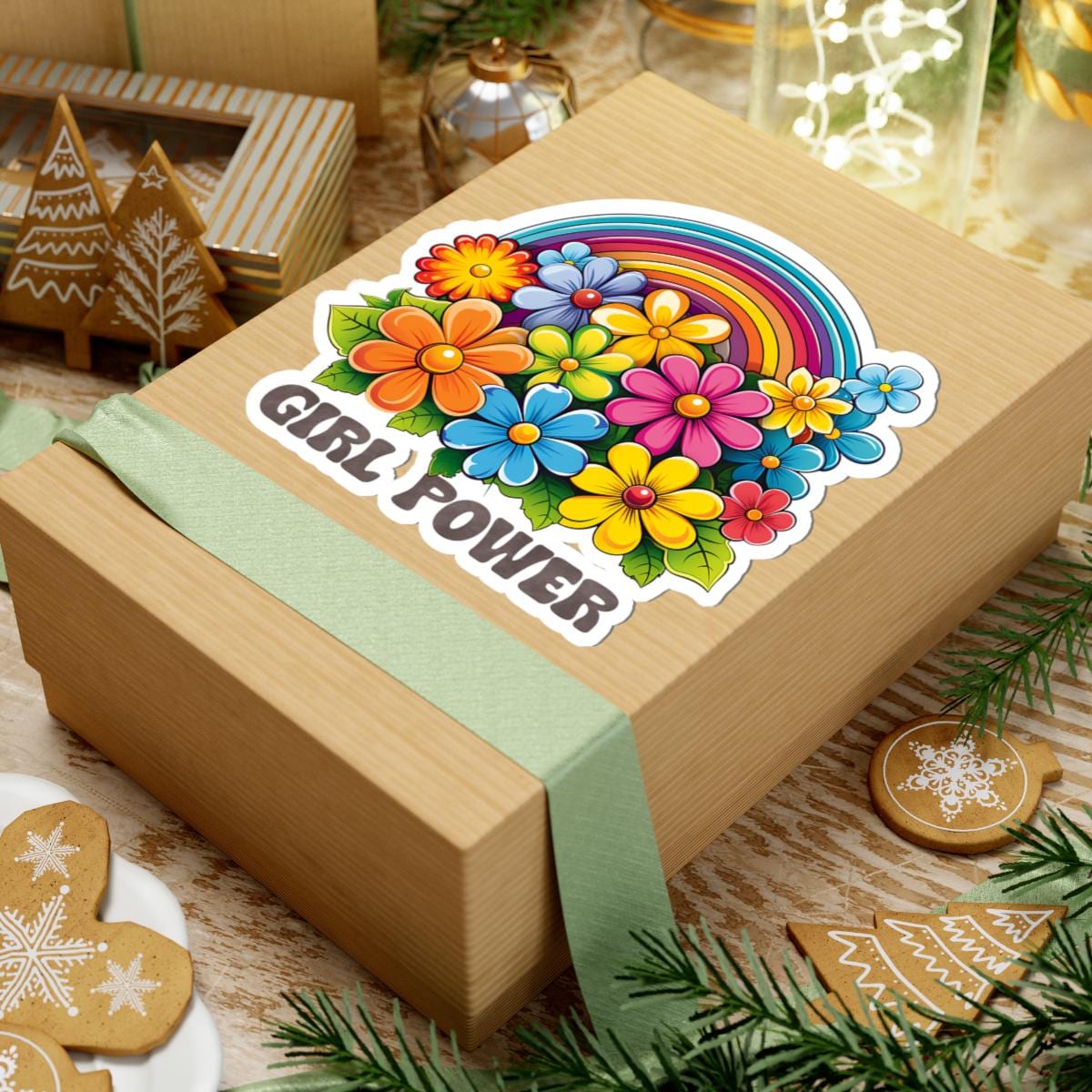 ColorFlow | Girl Power Rainbow Floral Feminist Retro Flower Power Art Vinyl Sticker