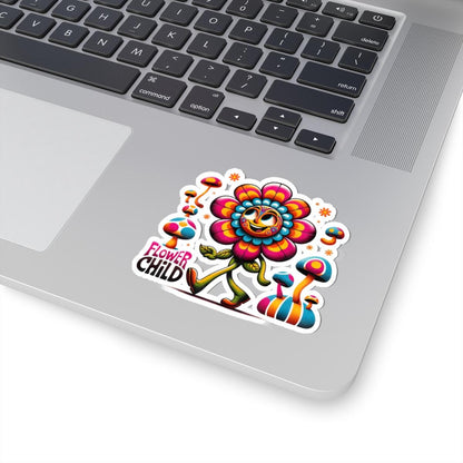 ColorFlow | Flower Child Groovy Smiling Daisy Mushroom Retro Hippie Art Vinyl Sticker