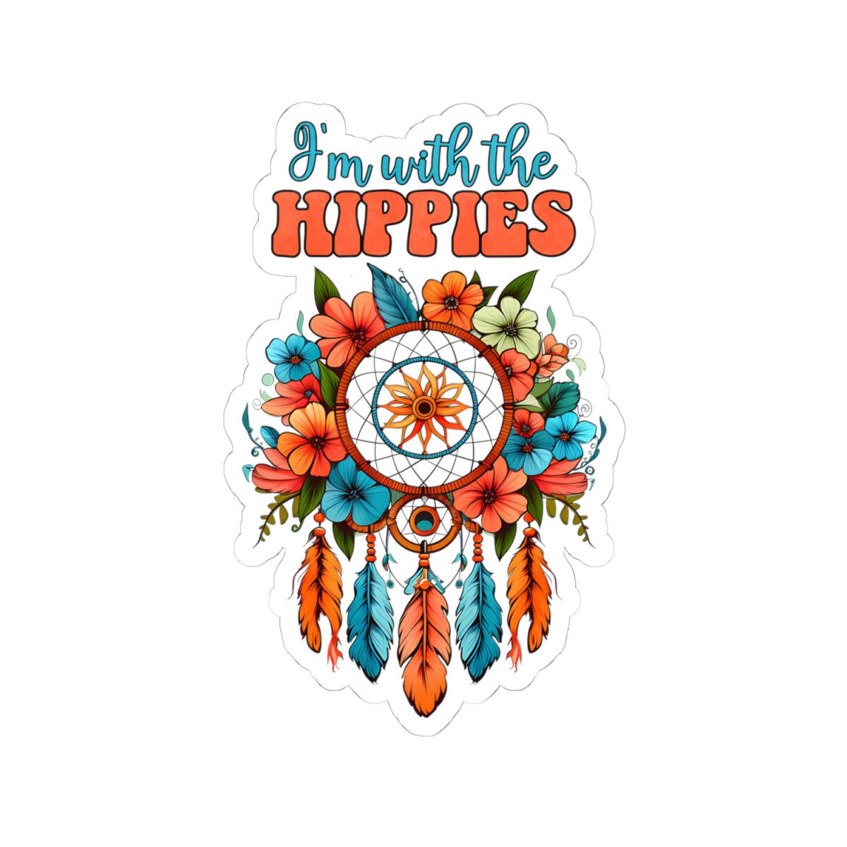 ColorFlow | Im With the Hippies Floral Dreamcatcher Boho Retro Peace Art Vinyl Sticker