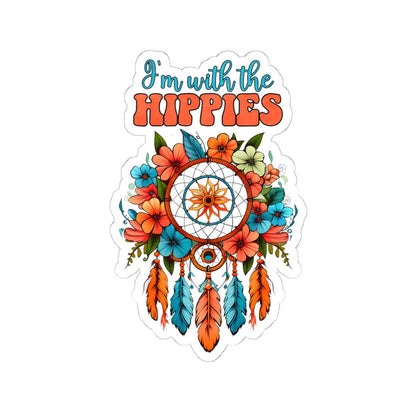 ColorFlow | Im With the Hippies Floral Dreamcatcher Boho Retro Peace Art Vinyl Sticker