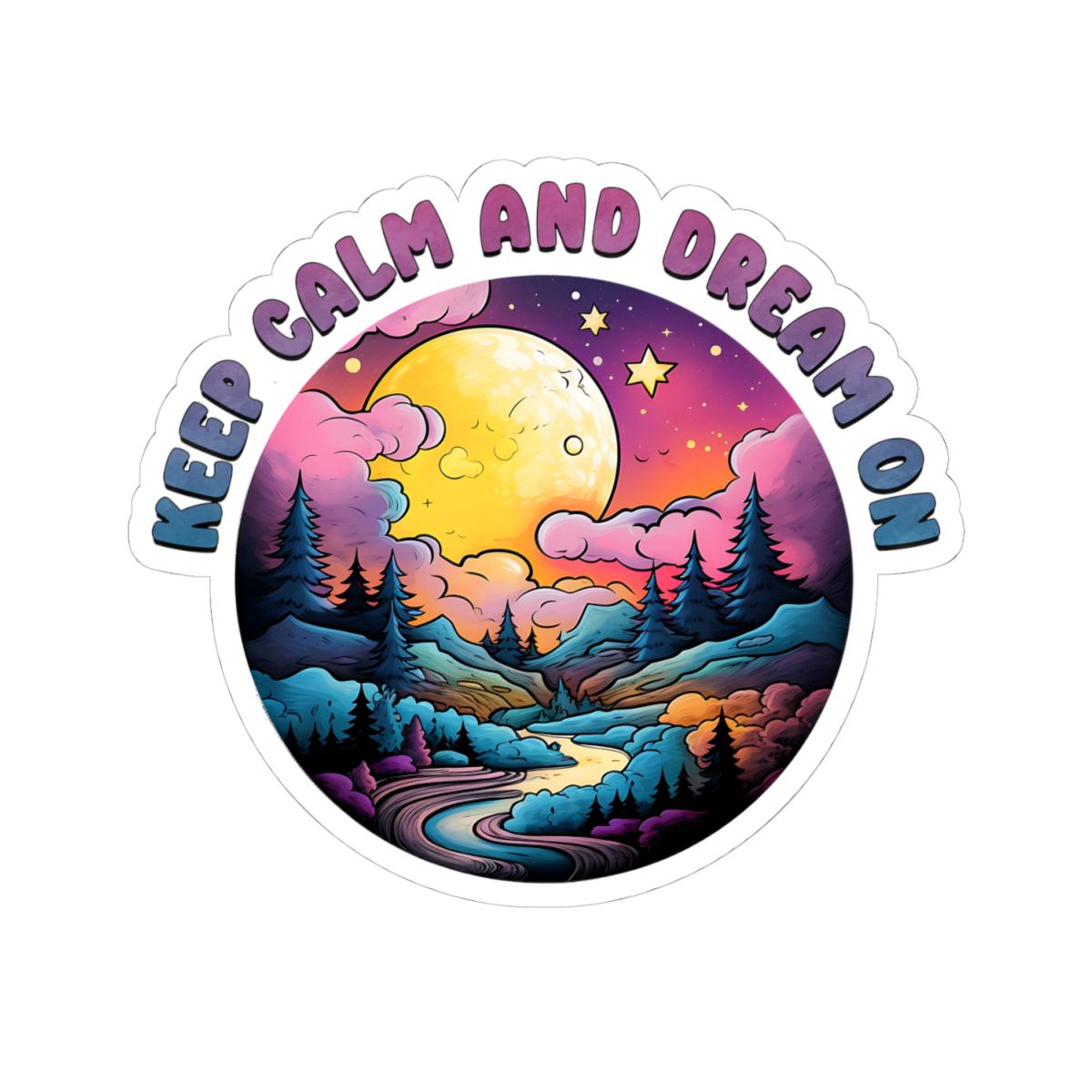 ColorFlow | Keep Calm and Dream On Moonlit Landscape Celestial Night Sky Art Vinyl Sticker
