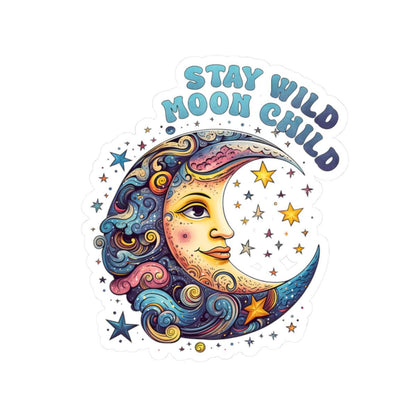 ColorFlow | Stay Wild Moon Child Celestial Moon Face Cosmic Boho Art Vinyl Sticker