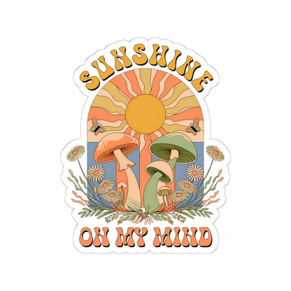 ColorFlow | Sunshine On My Mind Retro Mushroom Sun Floral Boho Nature Art Vinyl Sticker
