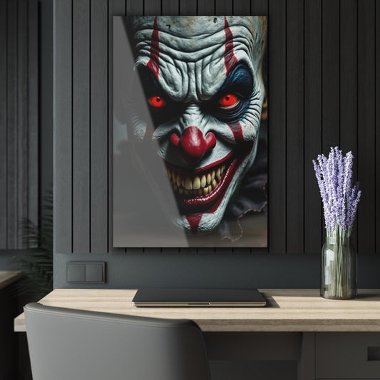 ColorFlow | Evil Clown Smile Metal Art Print | Horror Clown Artwork | Creepy Decor | Dark Circus Decor | Scary Art