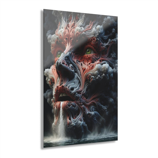 ColorFlow | Abstract Face Smoke Metal Art Print | Surreal Portrait Artwork | Dark Fantasy Decor | Modern Abstract Art | Unique Decor